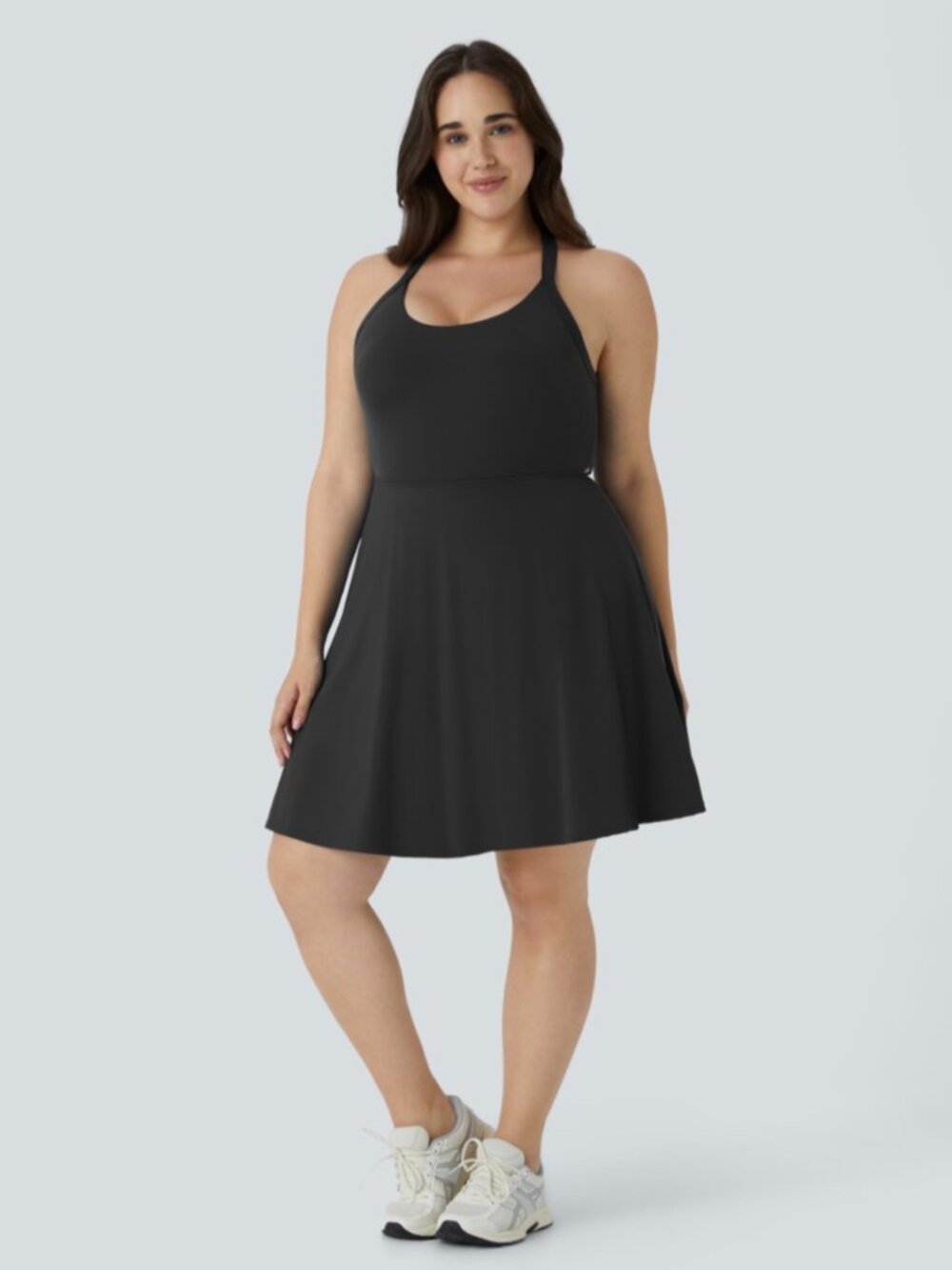 NWT LADIES SIZE 1X HALARA BLACK U NECK HOOK BACK BALLET DRESS EASY PEASY SHORTS